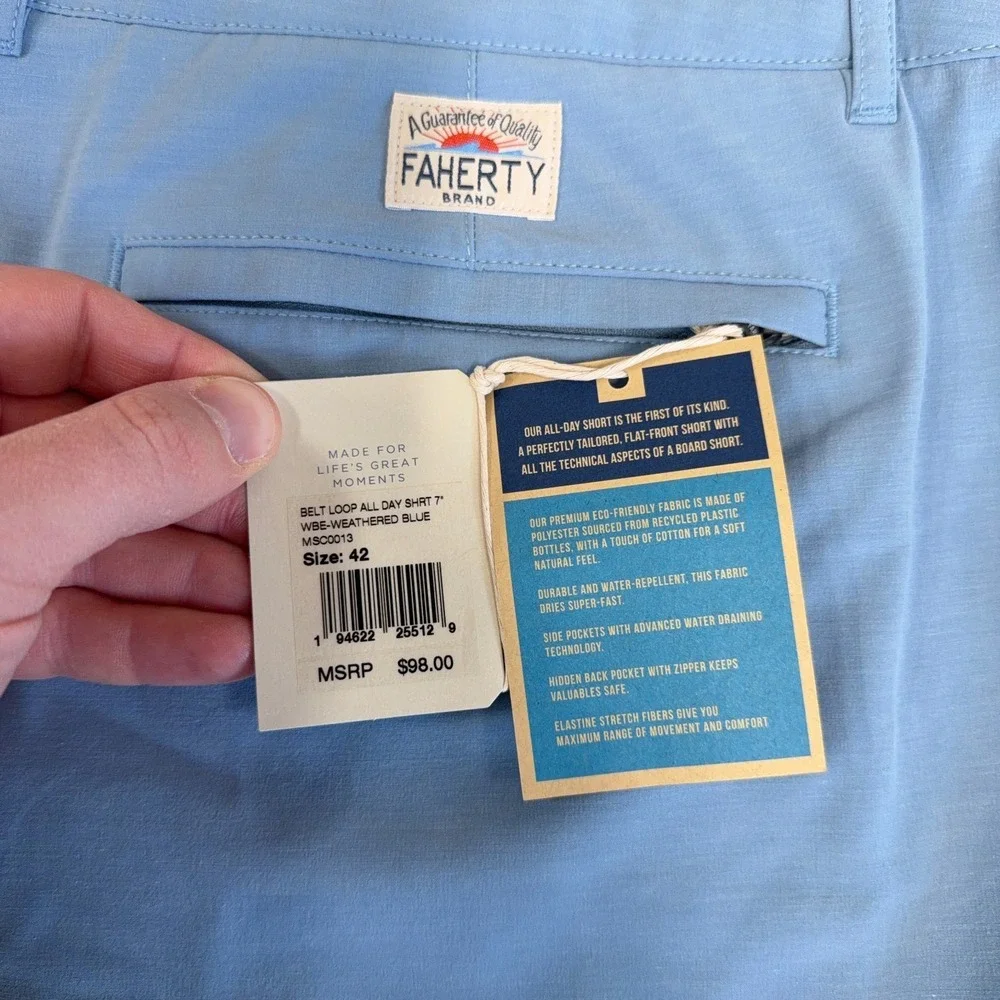 Faherty All Day Shorts Men 42 Weathered Blue‎ 7